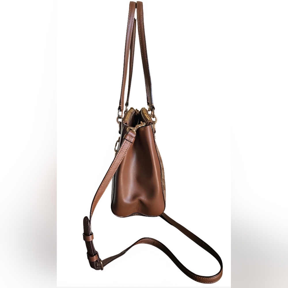 Coach Etta Carry All Tan Signature Shoulder Bag - Picture 2 of 16